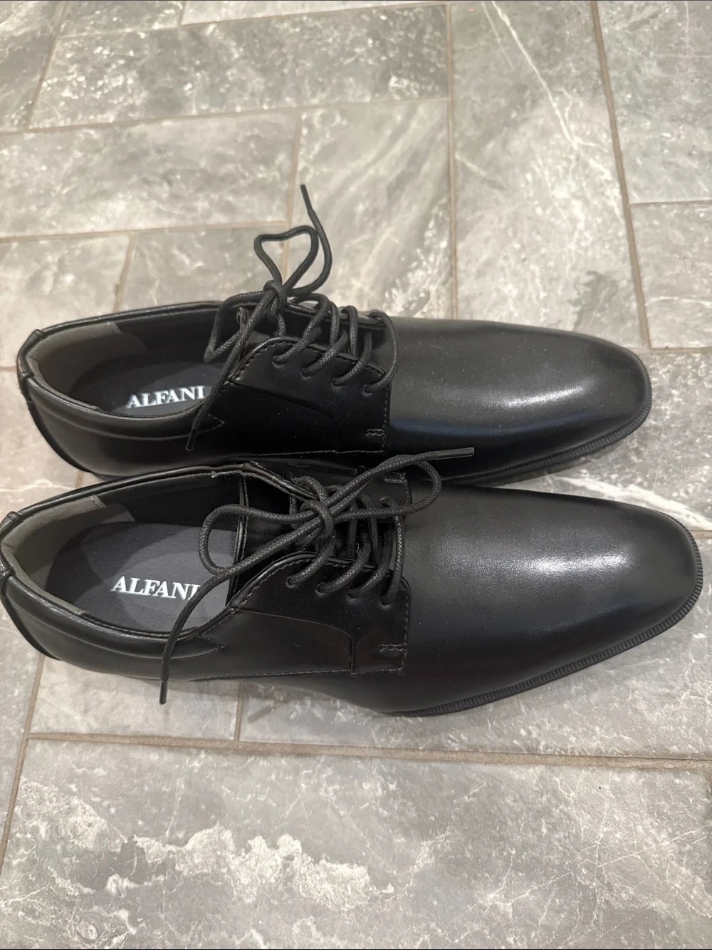 New! Alfani Black Leather Lace-Up Oxfords